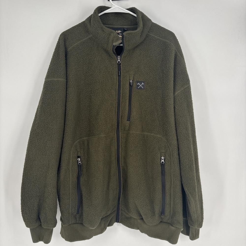 All American Roughneck Base Camp Jacket 2XL Green Sherpa Heavy Fleece Full Zip